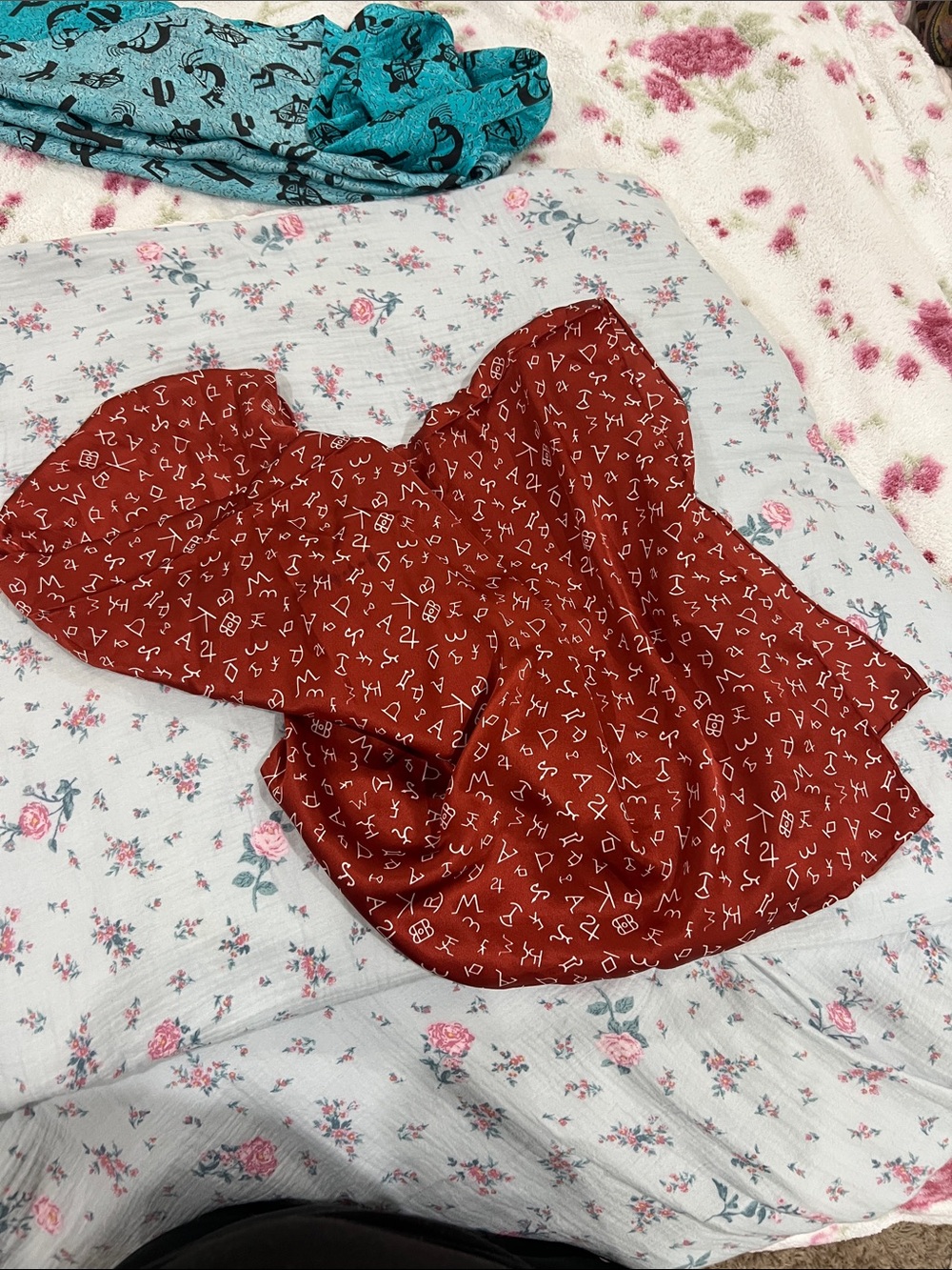 Ariat Rust Red Scarf with White Symbol Print